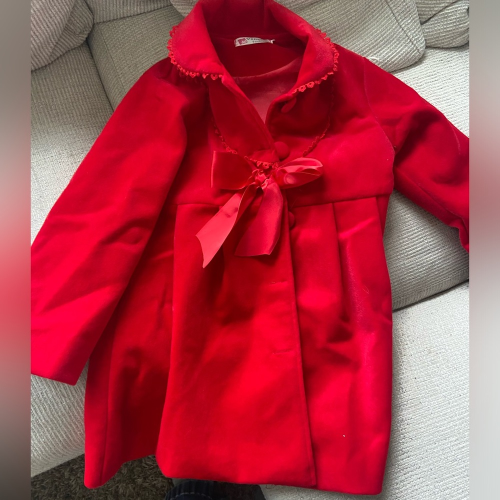 Girl’s red velvet coat